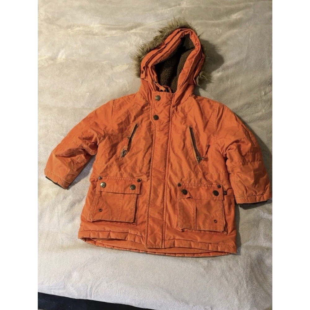 Jean Bourget French designer orange hooded parka in size 3T